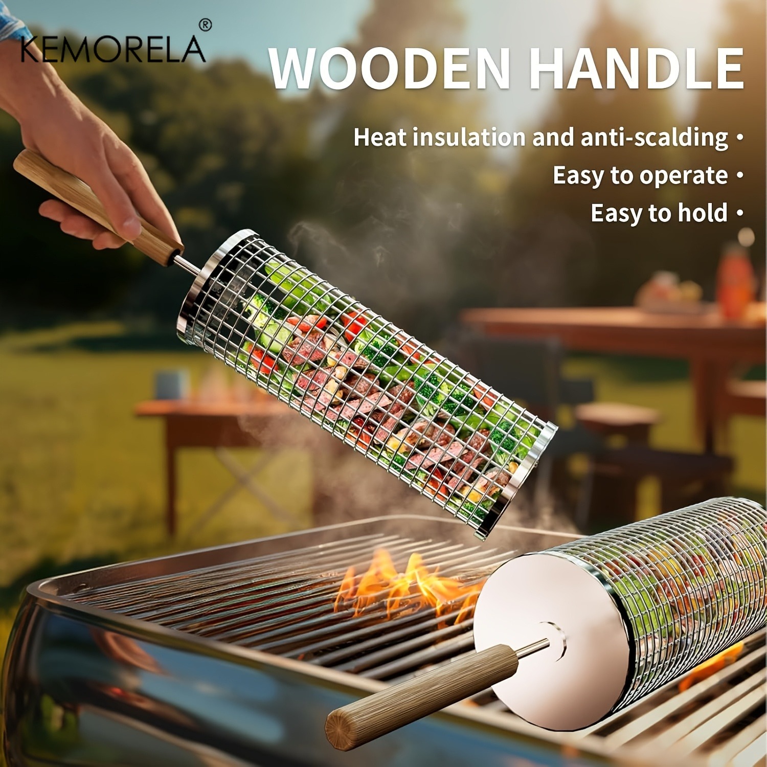 Kitchen Baking Tray Rack - Yuvarlak Barbekü Izgara Sepeti Seti, Paslanmaz